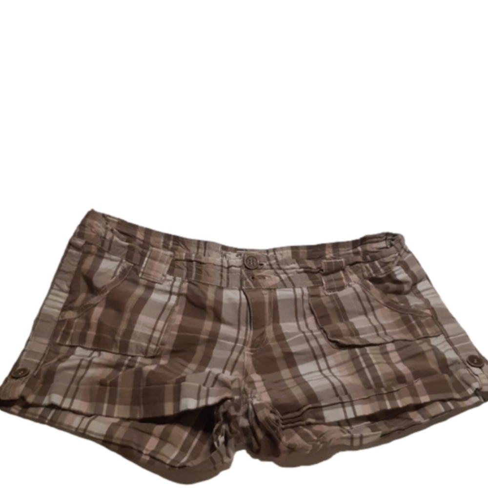 Youth size 11 shorts brown, pink plaid